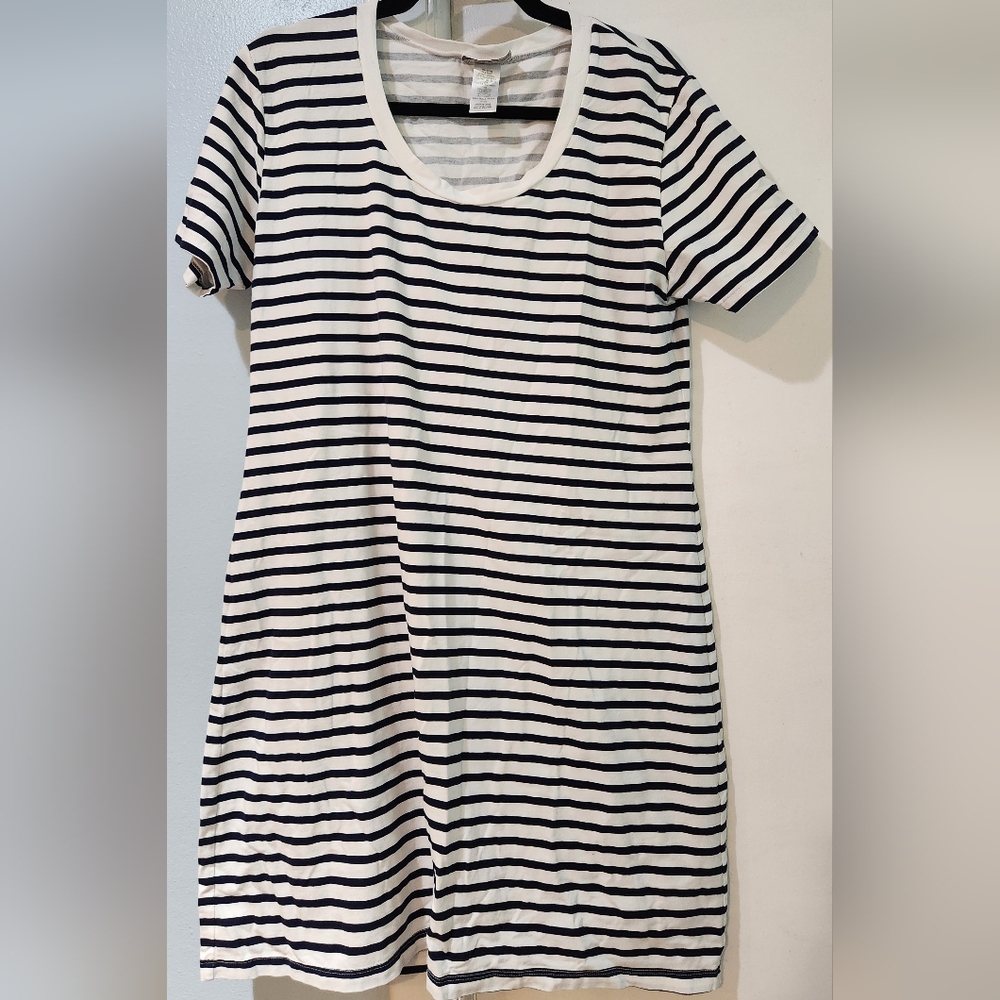 Women's Tommy Bahama White With Navy Stripes Casual Shirt Dress, Size XL